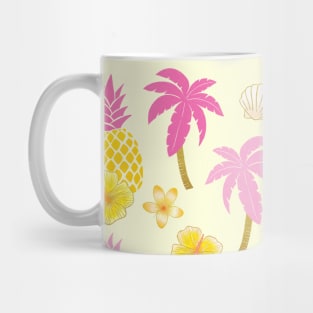 Pineapples and Palm Trees Pattern with Tropical Flowers Mug